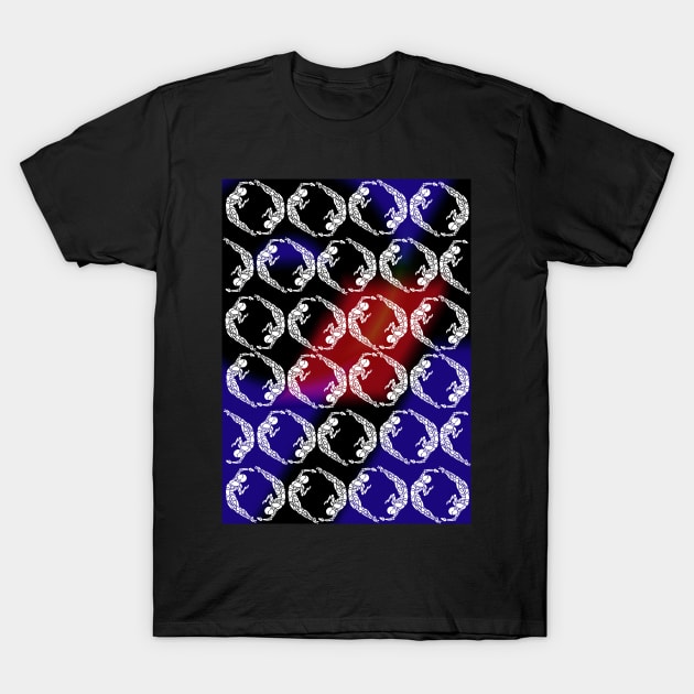 Swimming Circles Pattern, Red Blue Black # Dance_Ink T-Shirt by badlydrawnbabe